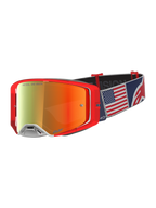 Alpinestars Limited Edition Supertech Fiftyfold Motocross Goggles, Red and Blue with American flag strap, Mirror Red lens.