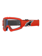 Alpinestars Vision Youth Corp Goggles, Motocross Goggles, Orange and Clear, featuring an orange frame and wide strap with a bold black and white logo, clear anti-fog lens, designed for youth riders and off-road racing.