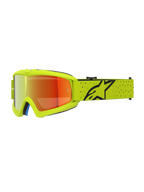 Alpinestars Masque Vision Vesta Junior, masque de motocross pour enfant, jaune fluo et noir, lentille miroir rouge, certifié CE