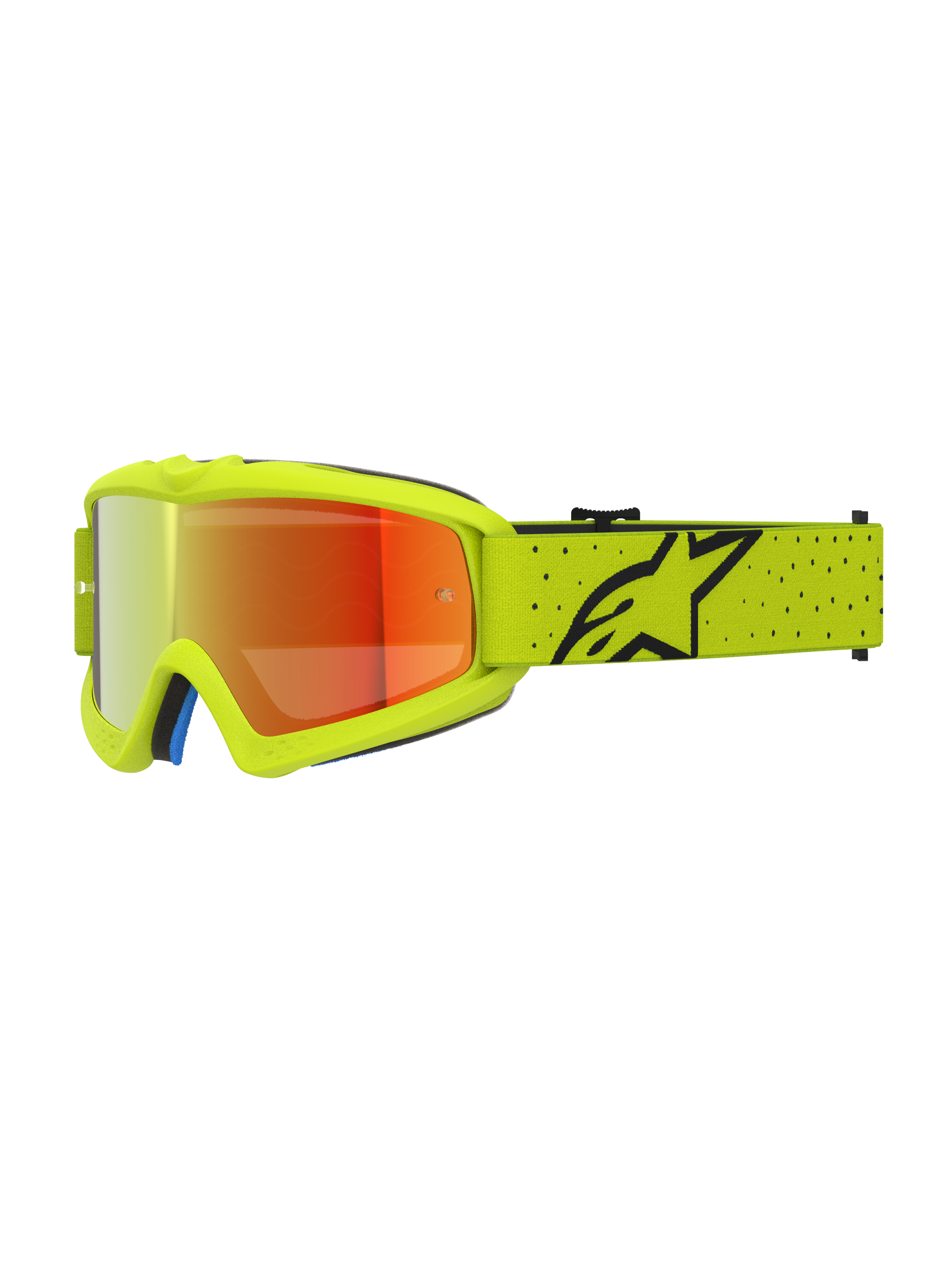Alpinestars Masque Vision Vesta Junior, masque de motocross pour enfant, jaune fluo et noir, lentille miroir rouge, certifié CE
