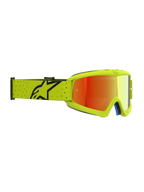 Alpinestars Vision Vesta Junior, masque de motocross jaune fluo et rouge miroir, lentille anti-buée et sangle ajustable.