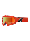 Masque Alpinestars Vision Youth Corp, lunettes de motocross pour enfant, orange avec écran miroir rouge, avec logo Alpinestars noir et blanc sur le bandeau, protection oculaire haute performance pour la course tout-terrain