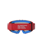 Masque Vision Vesta Junior Alpinestars, masque de motocross rouge avec mousse faciale bleue et sangle ajustable.