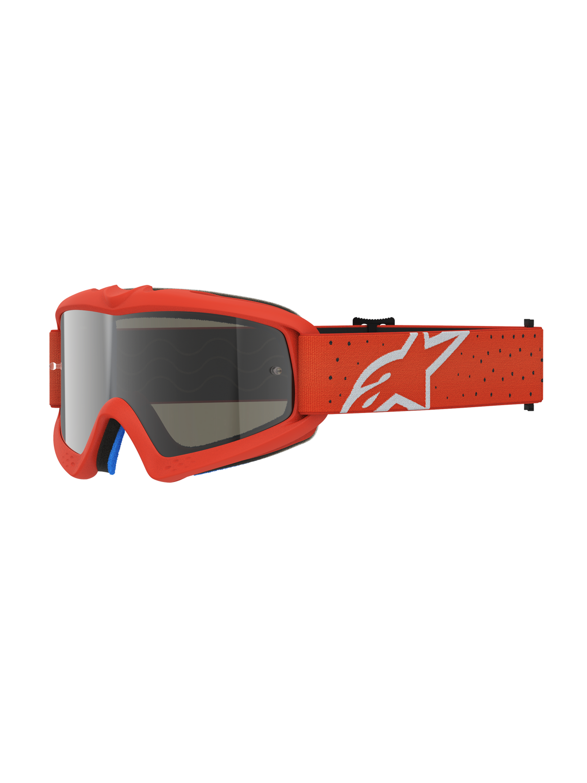 Alpinestars Vision Youth Vesta Goggles, youth motocross eyewear in orange with a silver mirror anti-fog lens and star logo.