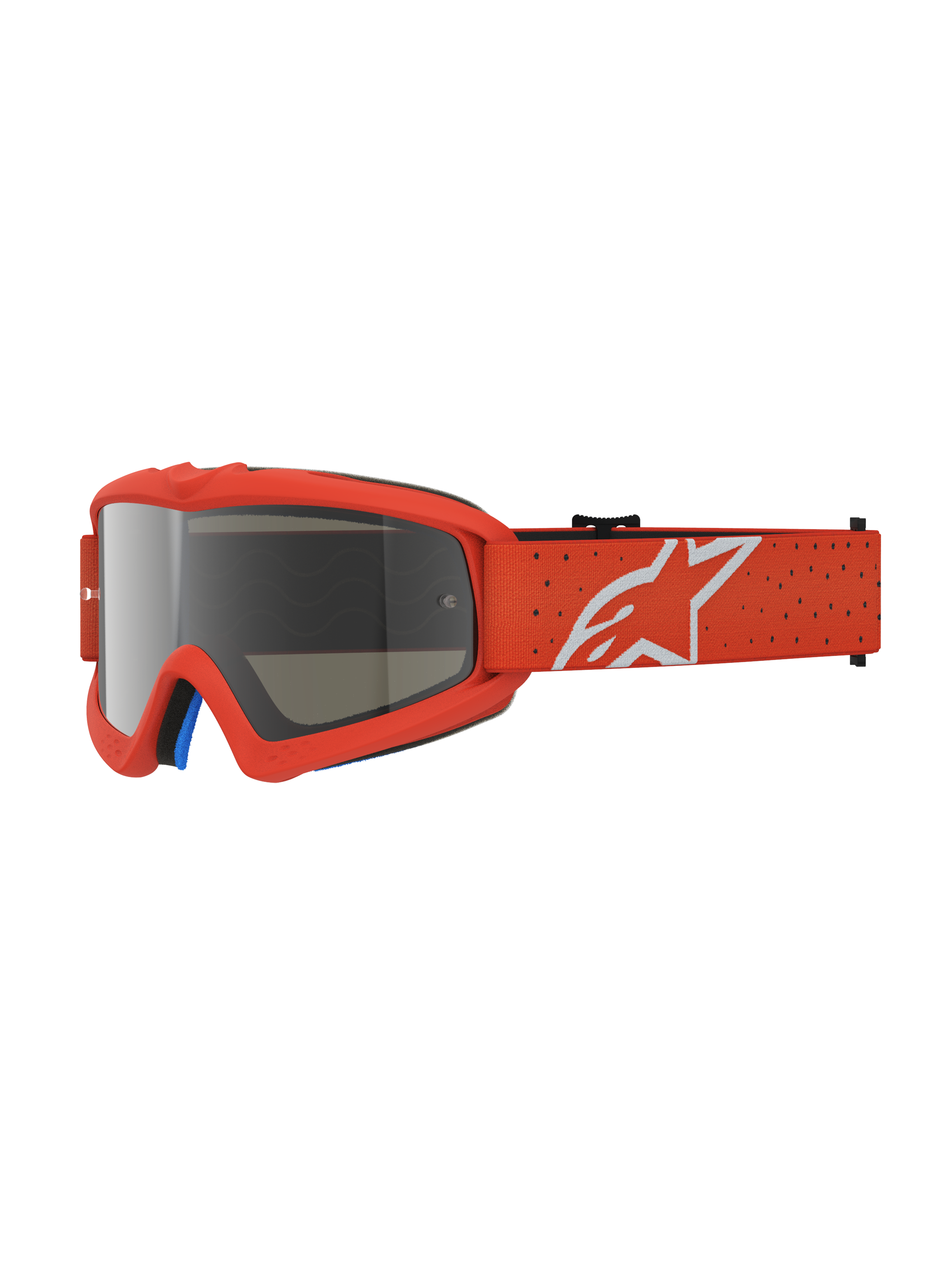 Alpinestars Masque Vision Vesta Junior, masque de motocross pour enfant, orange avec lentille argentée miroir anti-buée, sangle avec logo étoile blanc