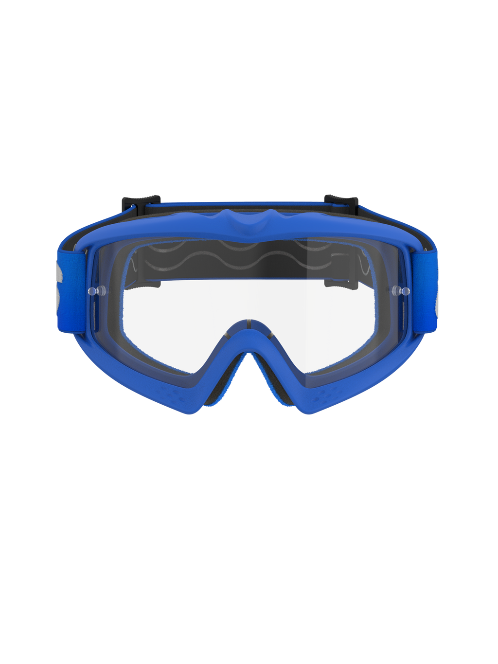 Masque Vision Junior Blaze Alpinestars, masque de motocross pour enfant, monture bleue avec écran clair, doté d'une monture flexible bleue A-FLEX, d'un écran en polycarbonate anti-buée avec supports pour tear-off et d'un bandeau tissé bleu assorti, conçu pour les jeunes pilotes et le tout-terrain