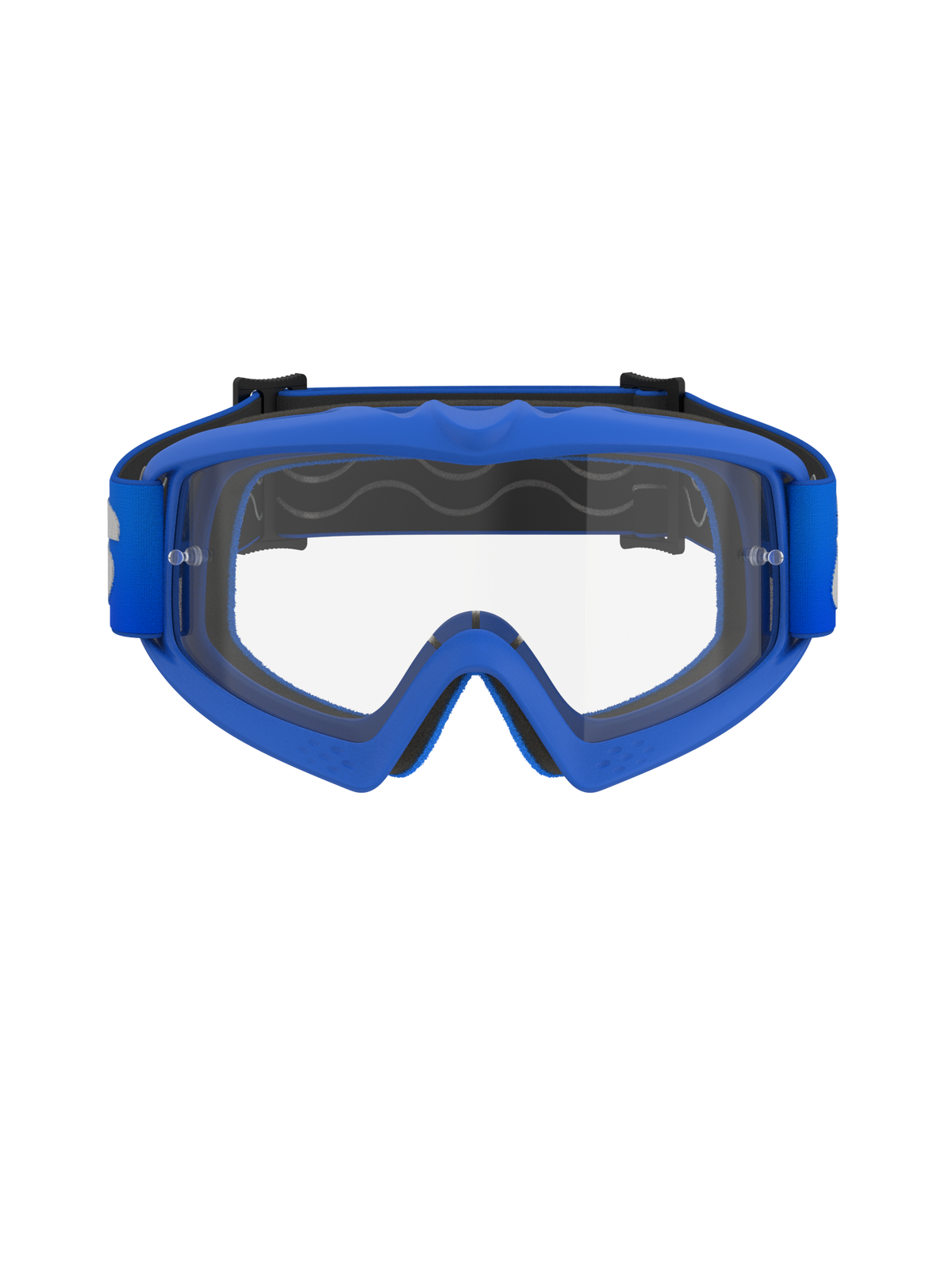 Masque Vision Junior Blaze Alpinestars, masque de motocross pour enfant, monture bleue avec écran clair, doté d'une monture flexible bleue A-FLEX, d'un écran en polycarbonate anti-buée avec supports pour tear-off et d'un bandeau tissé bleu assorti, conçu pour les jeunes pilotes et le tout-terrain