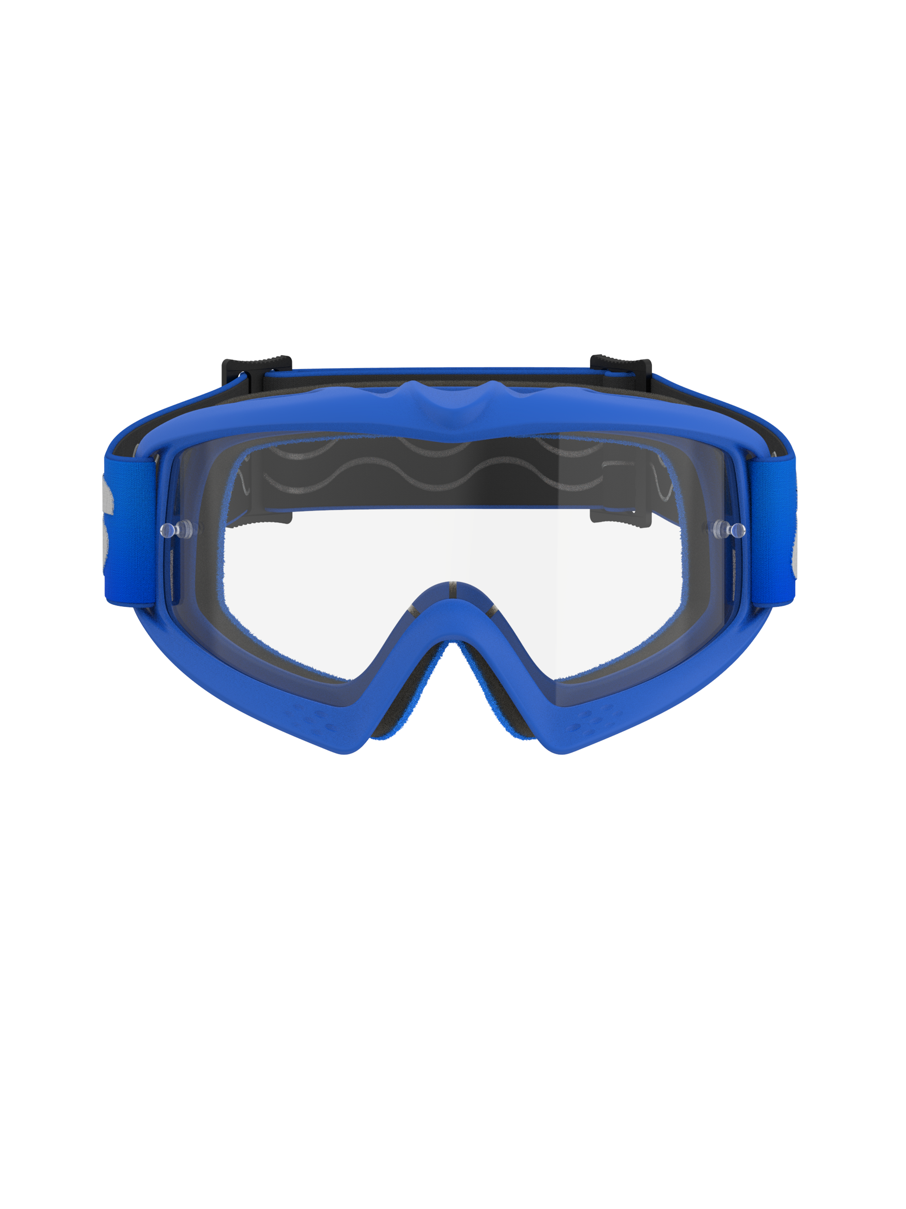 Masque Vision Junior Blaze Alpinestars, masque de motocross pour enfant, monture bleue avec écran clair, doté d'une monture flexible bleue A-FLEX, d'un écran en polycarbonate anti-buée avec supports pour tear-off et d'un bandeau tissé bleu assorti, conçu pour les jeunes pilotes et le tout-terrain