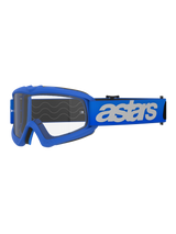 Alpinestars Vision Youth Blaze Goggles, Motocross and Off-Road Goggles, Blue frame and strap with white astars logo, clear polycarbonate lens, youth-specific fit for smaller helmets, durable protective eyewear for racing