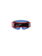 Masque Alpinestars Vision Junior Blaze, lunettes de motocross, rouge et argent, vue arrière montrant la sangle rouge avec marquage blanc et empiècement central noir avec logo Astars blanc, rembourrage interne en mousse bleue