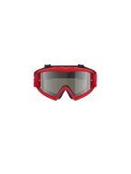 Masque Vision Junior Blaze Alpinestars, masque de motocross, rouge et miroir argenté, vue de face, doté d'une monture en uréthane rouge vif et d'un bandeau rouge, conçu pour les jeunes pilotes avec un écran miroir