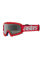 Alpinestars Masque Vision Junior Blaze, masque de motocross, Rouge miroir argent, monture rouge avec écran miroir argent, large bandeau rouge avec logo astars blanc, protection oculaire tout-terrain professionnelle pour jeunes pilotes