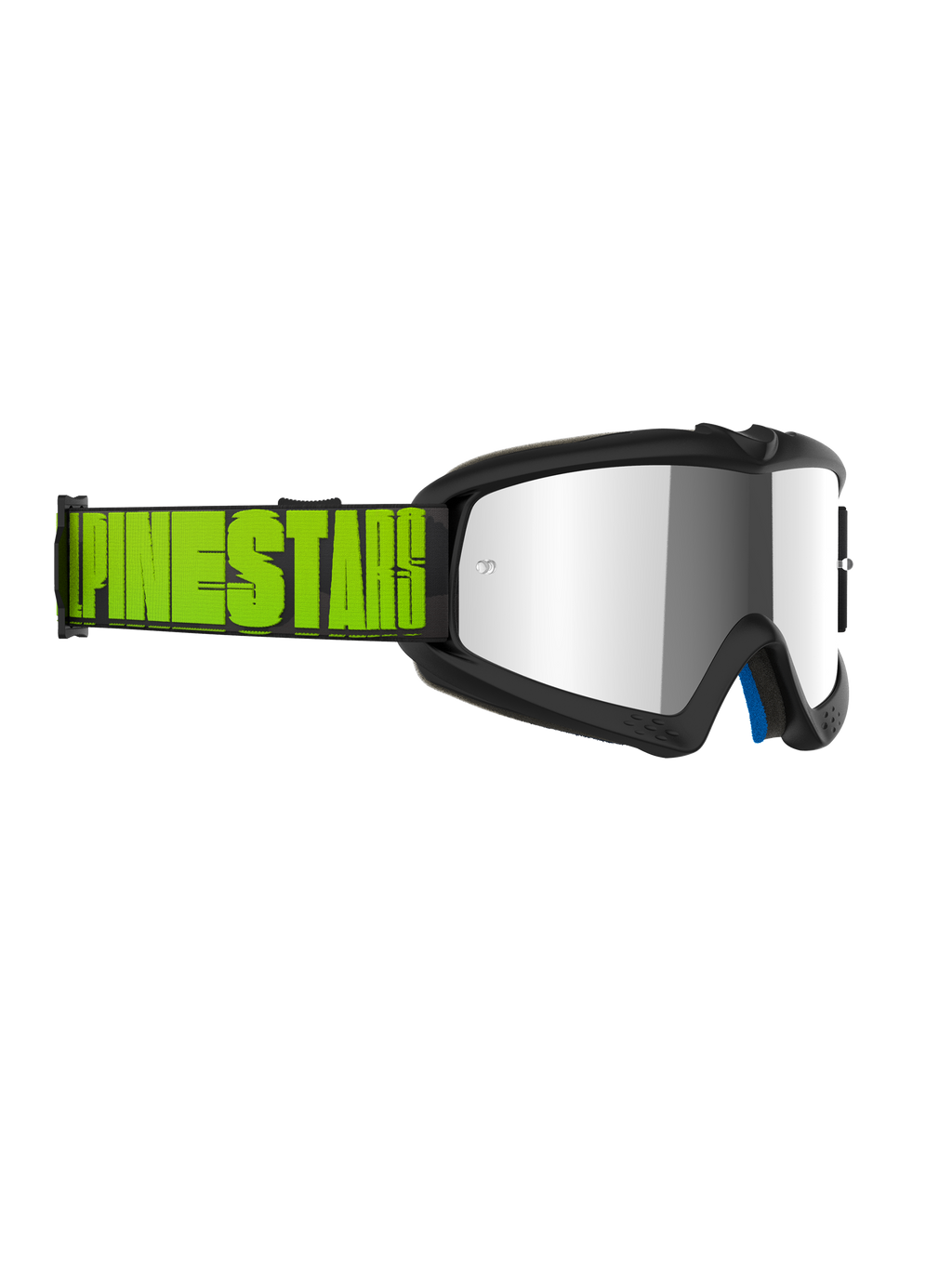 Masque Alpinestars Vision Youth Hollow, masque de motocross pour enfant, monture gris anthracite avec écran miroir argenté, bandeau jaune fluo et noir avec logo Alpinestars, protection oculaire de qualité professionnelle pour la course tout-terrain