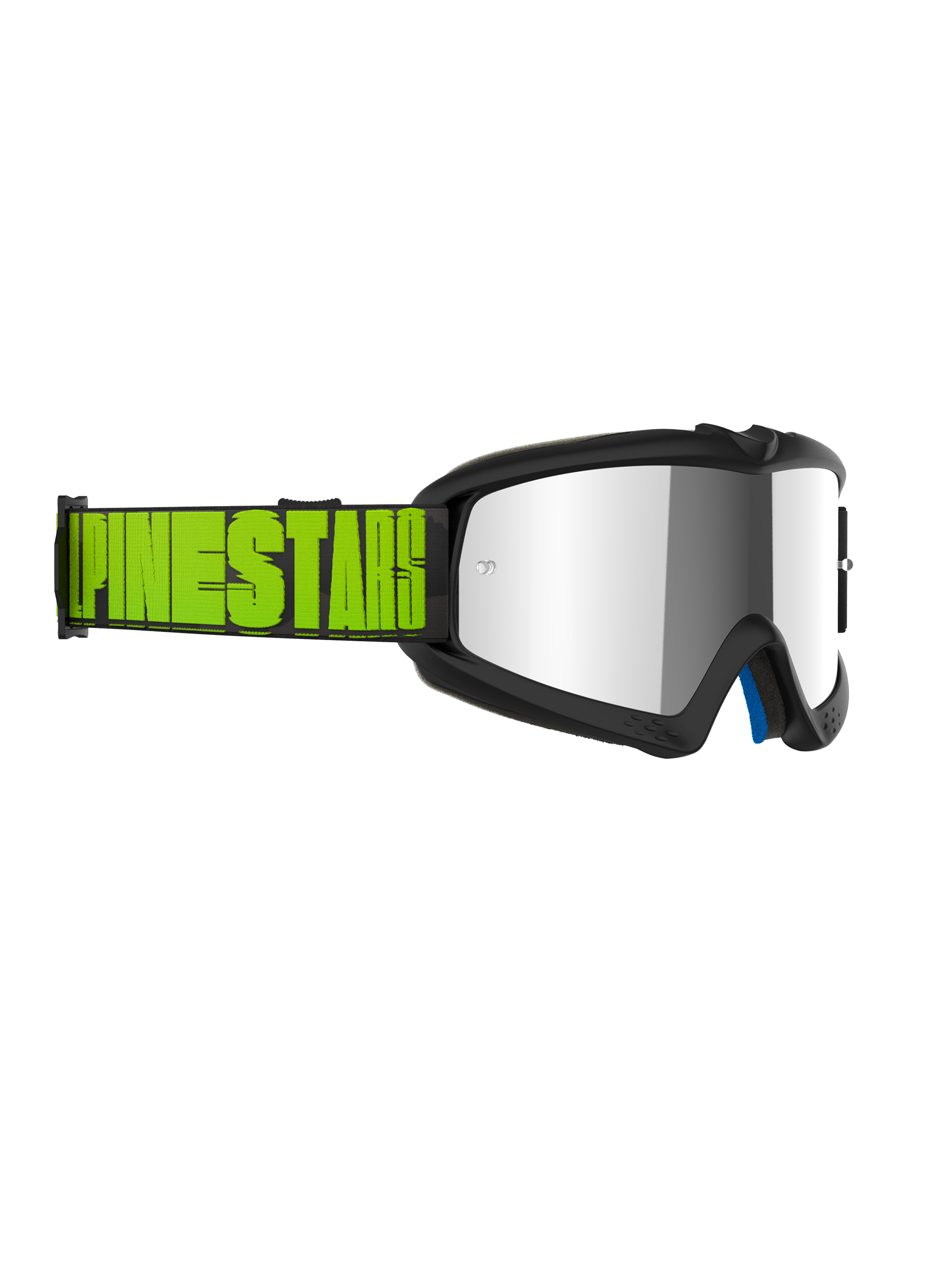Masque Alpinestars Vision Youth Hollow, masque de motocross pour enfant, monture gris anthracite avec écran miroir argenté, bandeau jaune fluo et noir avec logo Alpinestars, protection oculaire de qualité professionnelle pour la course tout-terrain