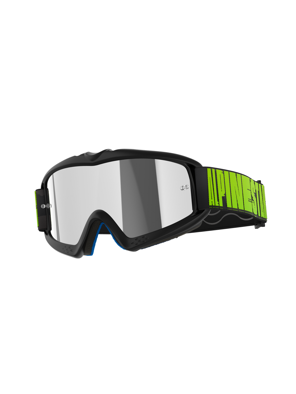 Masque Alpinestars Vision Youth Hollow, masque de motocross pour enfant, anthracite et jaune fluo, avec écran miroir argenté, sangle noire avec logo jaune vif, protection oculaire haute performance pour le tout-terrain junior