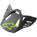 Alpinestars S-M8 Helmet Visor Radium, visière pour casque de moto, gris avec logo Alpinestars jaune néon, design aérodynamique angulaire avec découpes de ventilation