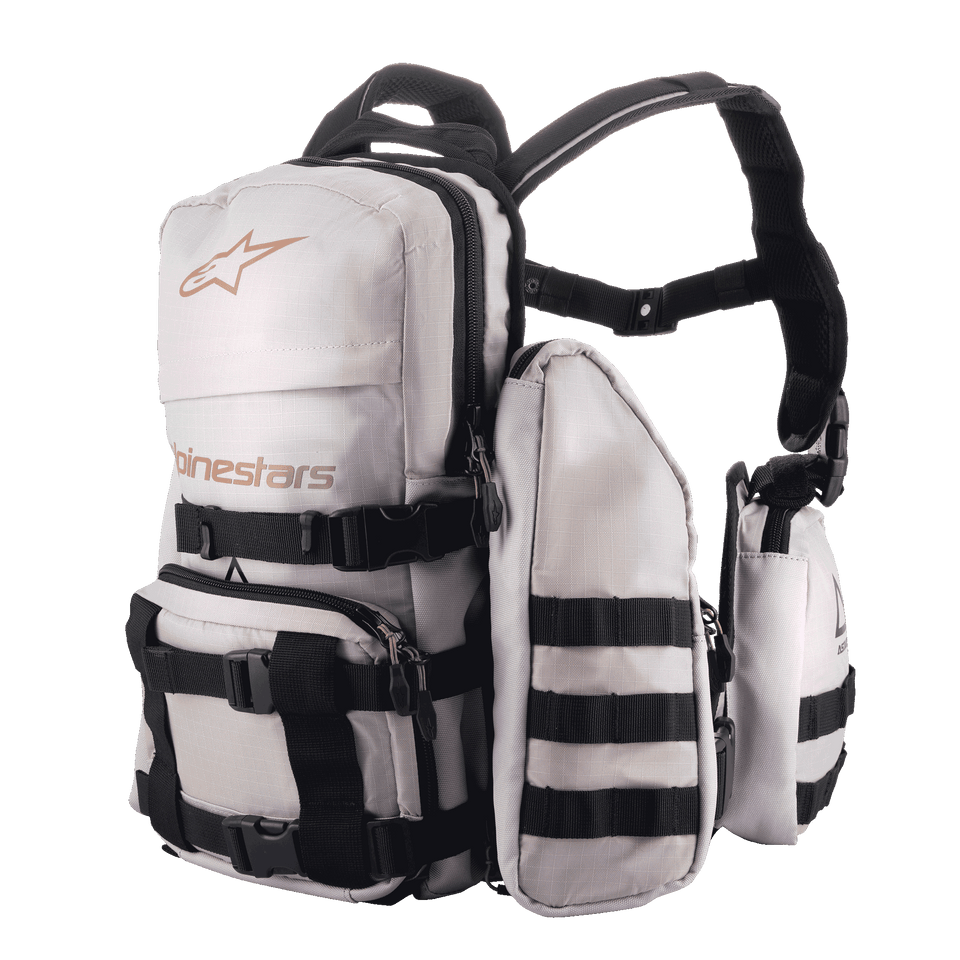 Alpinestars Techdura Tactical Pack, Light Gray Backpack with Black Straps, Multiple Compartments, Durable Tactical Design, Padded Adjustable Shoulder Straps