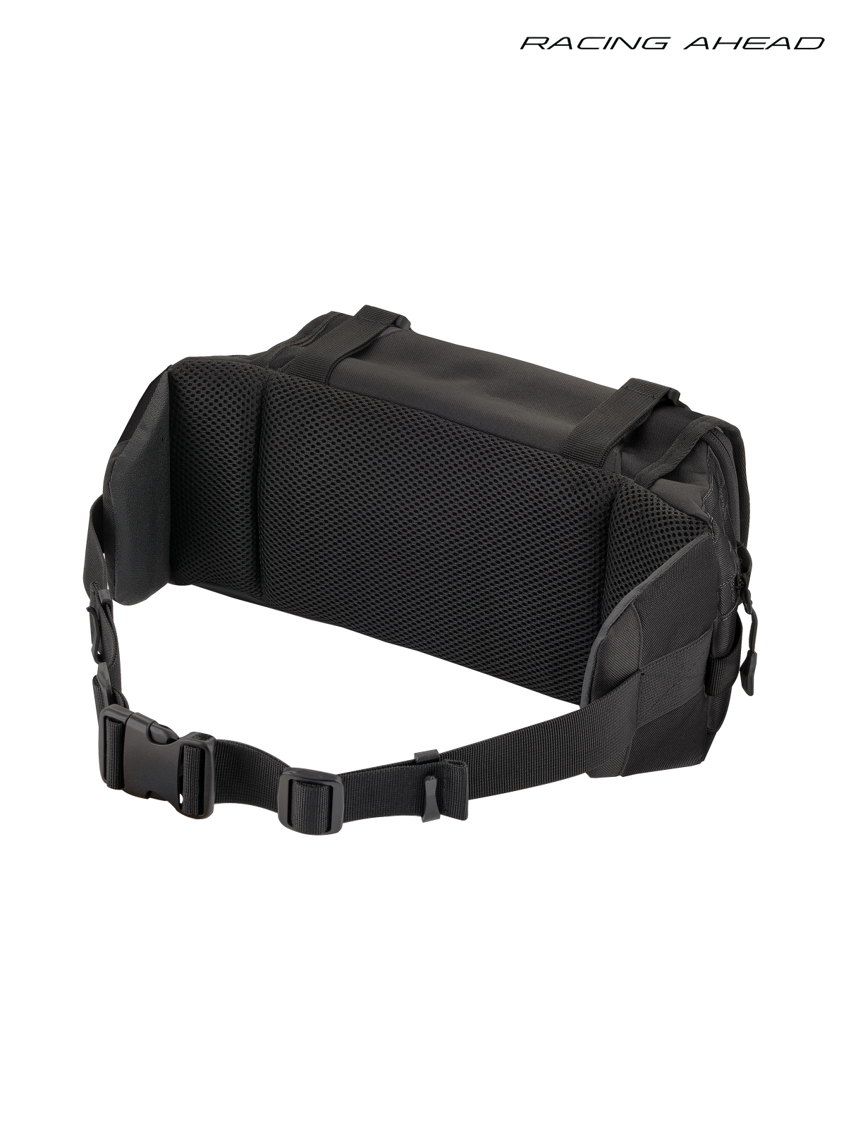 Alpinestars Trousse À Outils Tech, sac banane enduro noir, vue de dos mettant en valeur le panneau dorsal en maille aérée, la ventilation et la sangle réglable avec boucle