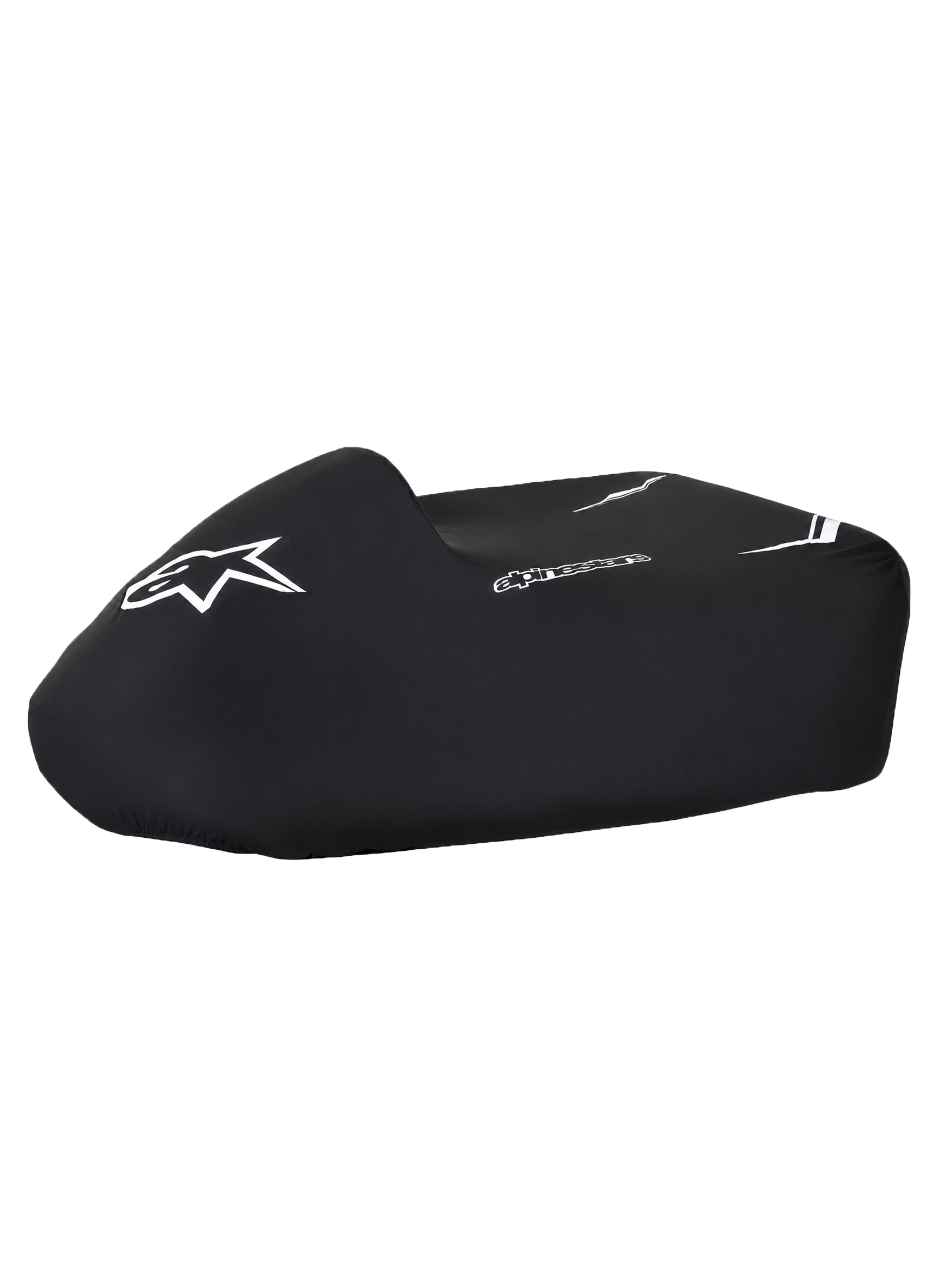 Alpinestars Housse de Kart, housse de karting noire imperméable avec logos blancs, forme structurée et bord inférieur élastiqué