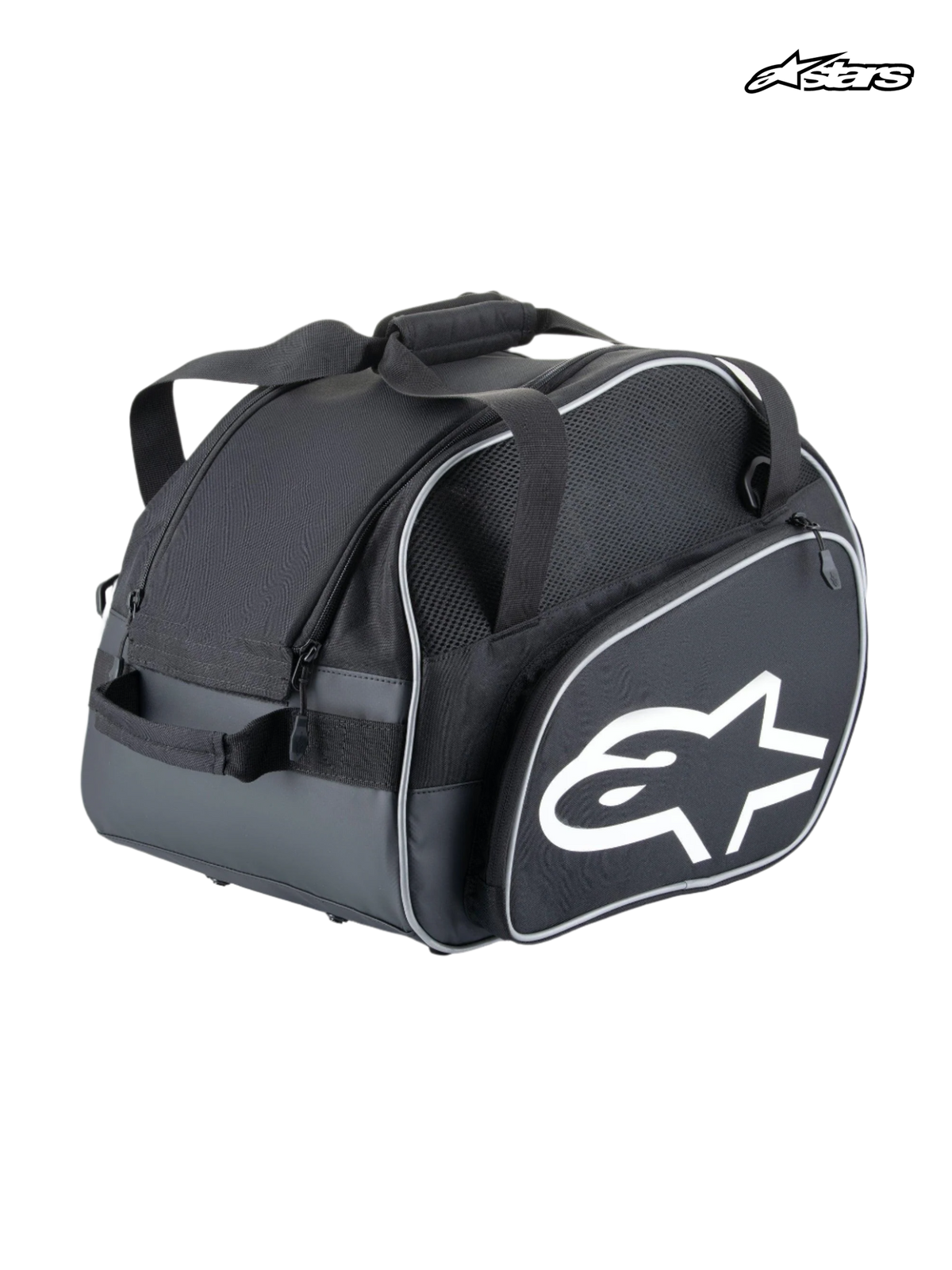 Alpinestars Sac Pour Casque Flow V3, sac pour casque de course automobile noir et blanc avec construction en polyester, poche latérale et logo blanc