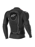 Alpinestars Bionic Pro V3 Plasma Protection Jacket, Black, rear view highlighting the Cell Technology back protector, breathable mesh chassis, and integrated shoulder armor, motocross body protection gear