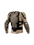 Veste de protection Alpinestars Bionic Action V3 pour motocross, aluminium et noir, avec protection dorsale certifiée CE.