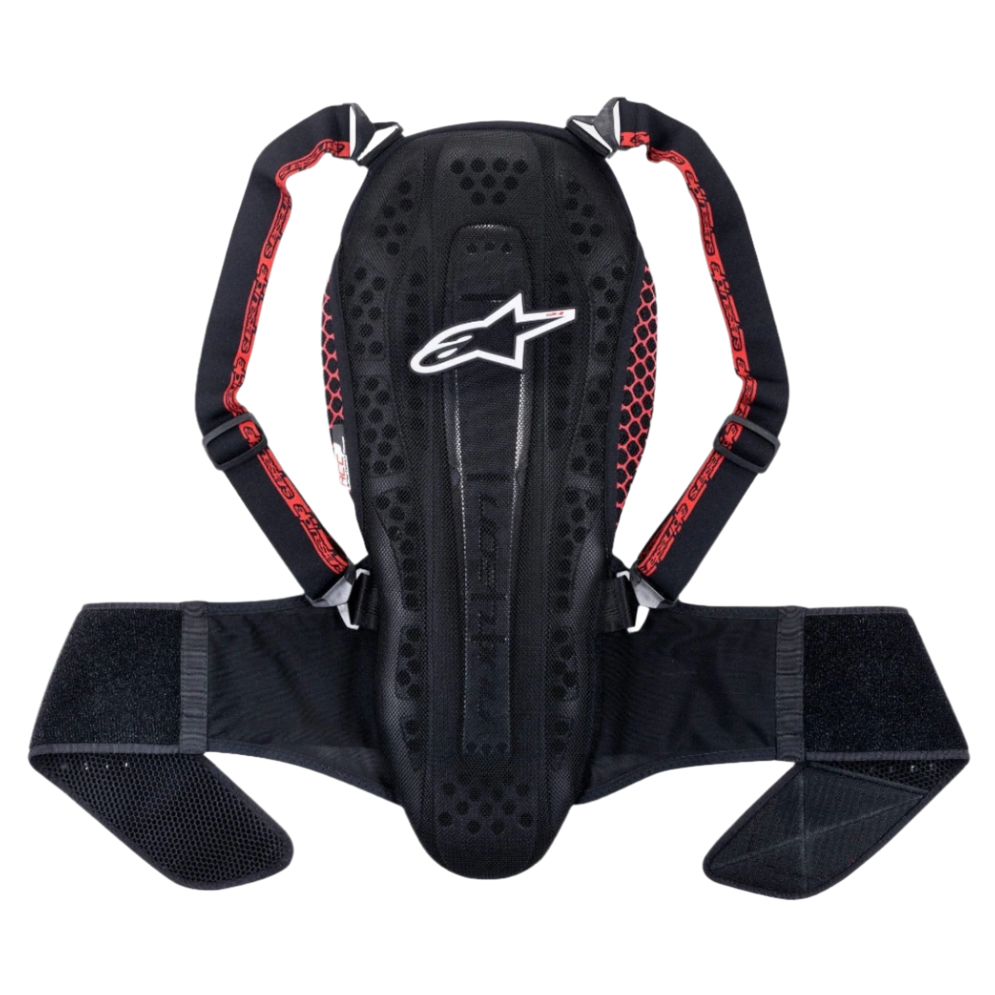 Protection dorsale Alpinestars Nucleon KR-2, Noir Smoke Rouge, dotée d'un design articulé de style vertébral, de bretelles réglables avec des accents rouges et d'une large ceinture ventrale, protection légère de la colonne vertébrale pour moto