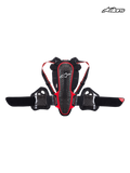 Alpinestars Nucleon KR-3 Back Protector, CE Level 2 certified motorcycle spine and rib protection, smoke black and red, lattice shell construction with adjustable shoulder straps and kidney belt