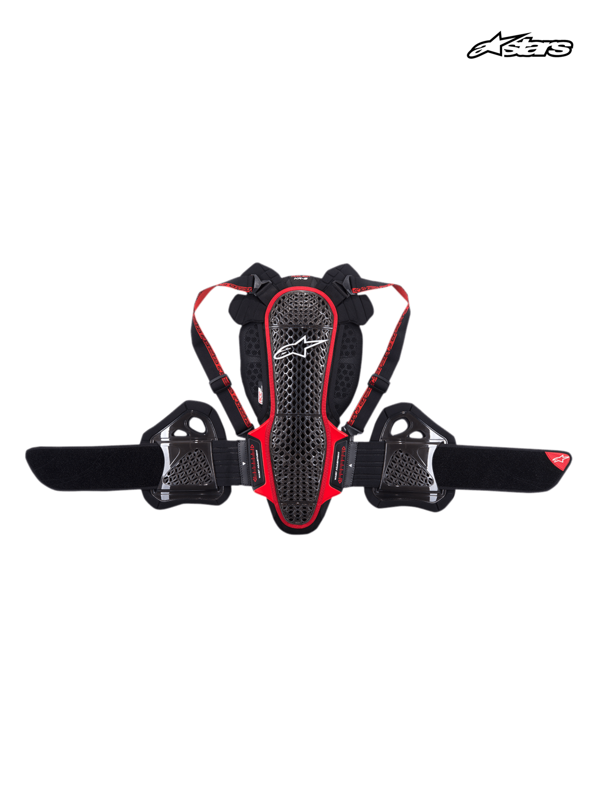 Protection dorsale Alpinestars Nucleon KR-3, protection moto certifiée CE niveau 2, noire et rouge, avec construction à structure treillis, bretelles réglables et ceinture lombaire
