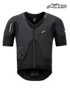Alpinestars Système Airbag Tech-Air® 5 Plasma, sous-vêtement airbag de moto, noir, protection supérieure du haut du corps certifiée CE avec maille extensible monocouche respirante et protection dorsale Nucleon PLASMA intégrée, vue de face