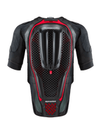 Système Alpinestars Tech-Air® 7X, gilet airbag moto autonome, noir et rouge, vue arrière montrant la protection dorsale intégrée en nid d'abeille et la construction en mesh ventilé pour la conduite sur piste et sur route.