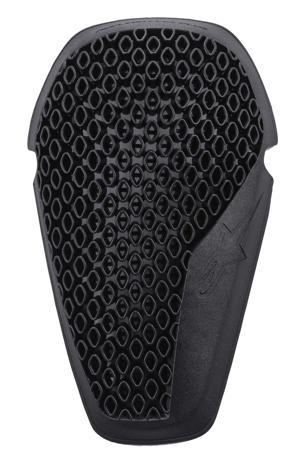 Protections de genou Alpinestars Nucleon Flex Plus, noir, insert de protection pour moto doté d'une structure en nid d'abeille à cellules ouvertes ventilée, forme ergonomique avec logo étoilé embossé, design flexible et profilé pour une protection contre les chocs
