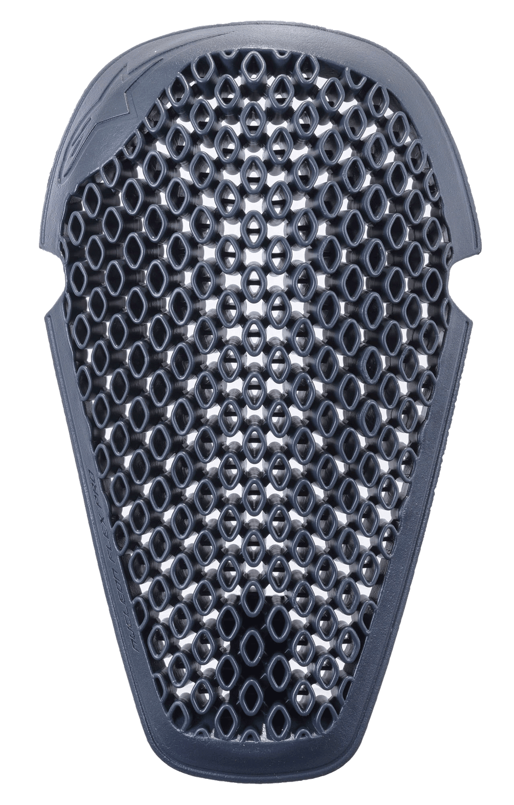 Alpinestars Nucleon Flex Pro Knee Protector, Anthracite, featuring a ventilated open-structure honeycomb design, ergonomic shape for motorcycle impact protection, lightweight and flexible construction