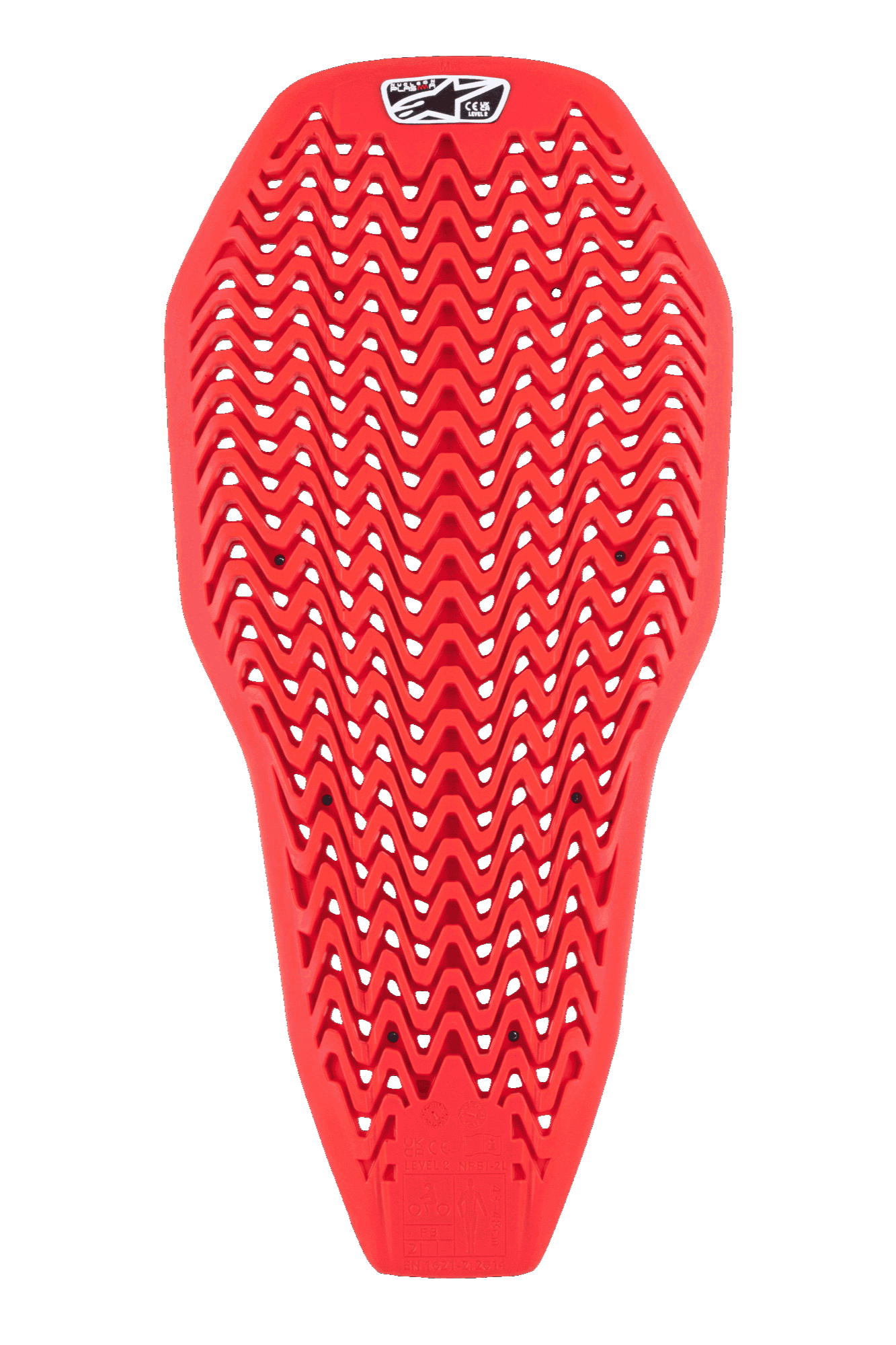 Alpinestars Nucleon Plasma Full Back Protector Insert, Red, motorcycle back protection featuring a zigzag perforated pattern, lightweight and flexible design for ventilation, impact-absorbing protective gear insert