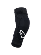 Alpinestars Bionic Plasma Youth, genouillère de protection pour jeune, noire, équipement de protection pour motocross, logo Alpinestars et marquage Plasma blancs, châssis en maille 3D, sangle supérieure ajustable, design ergonomique profilé