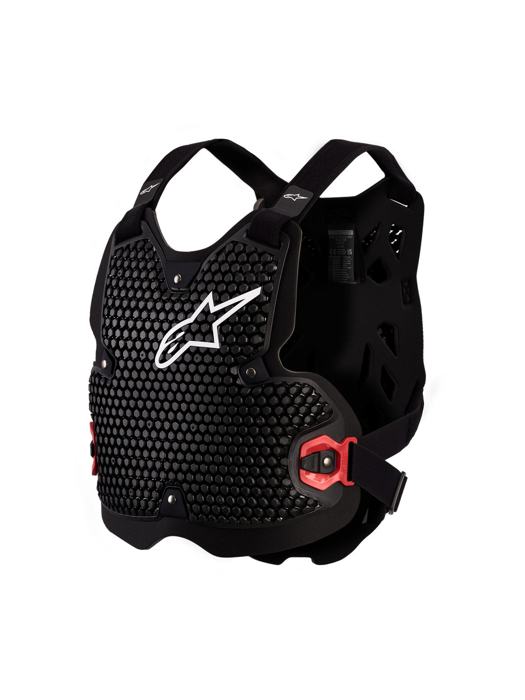 Alpinestars Protecteur de poitrine Bionic Action V2, armure MX noire et blanche, technologie A-Morph certifiée CE.