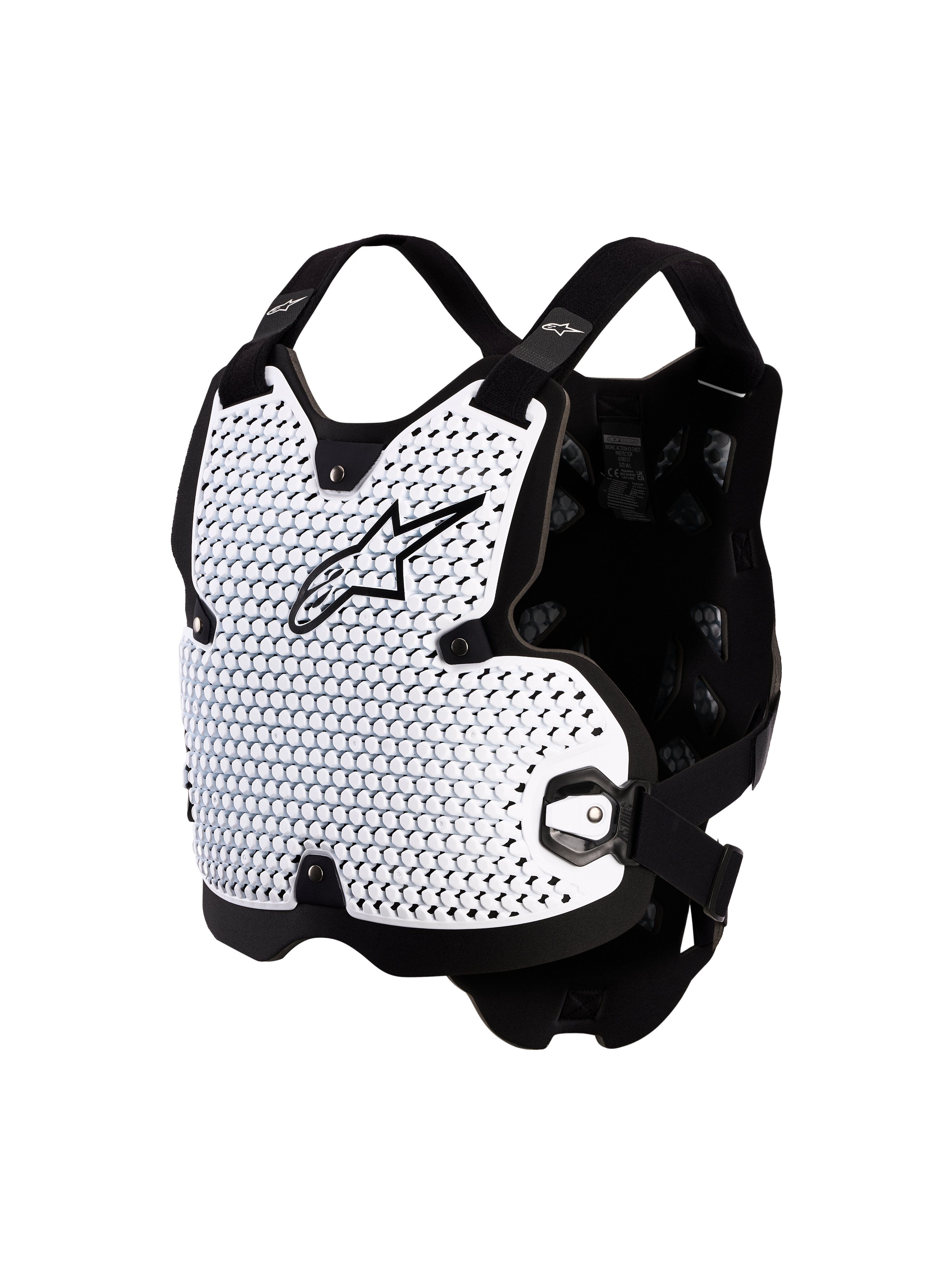 Alpinestars protecteur de poitrine Bionic Action, blanc et noir, technologie A-Morph, certifié CE niveau 1, motocross