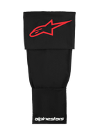 Manchon pour genouillère Alpinestars Rk-S, couche de base technique pour motocross, noir avec logo Alpinestars rouge et marquage blanc, tissu double couche extensible pour un maintien sous la genouillère
