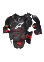 Alpinestars Protection De Poitrine Complète A-10 V2, équipement de protection de moto tout-terrain, noir et rouge, avec plaque de poitrine perforée et logo blanc, certifié CE