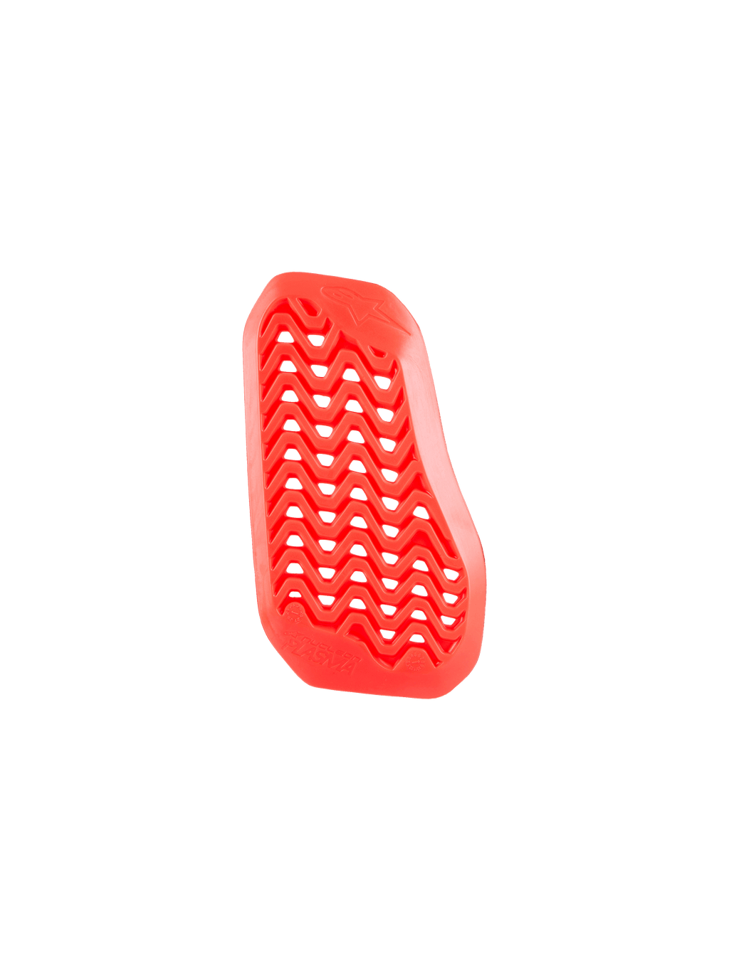 Insert de protection de poitrine divisée Alpinestars Nucleon Plasma, rouge, côté droit, doté d'une conception perforée en zigzag pour la circulation de l'air, matériau d'impact biosourcé léger et flexible