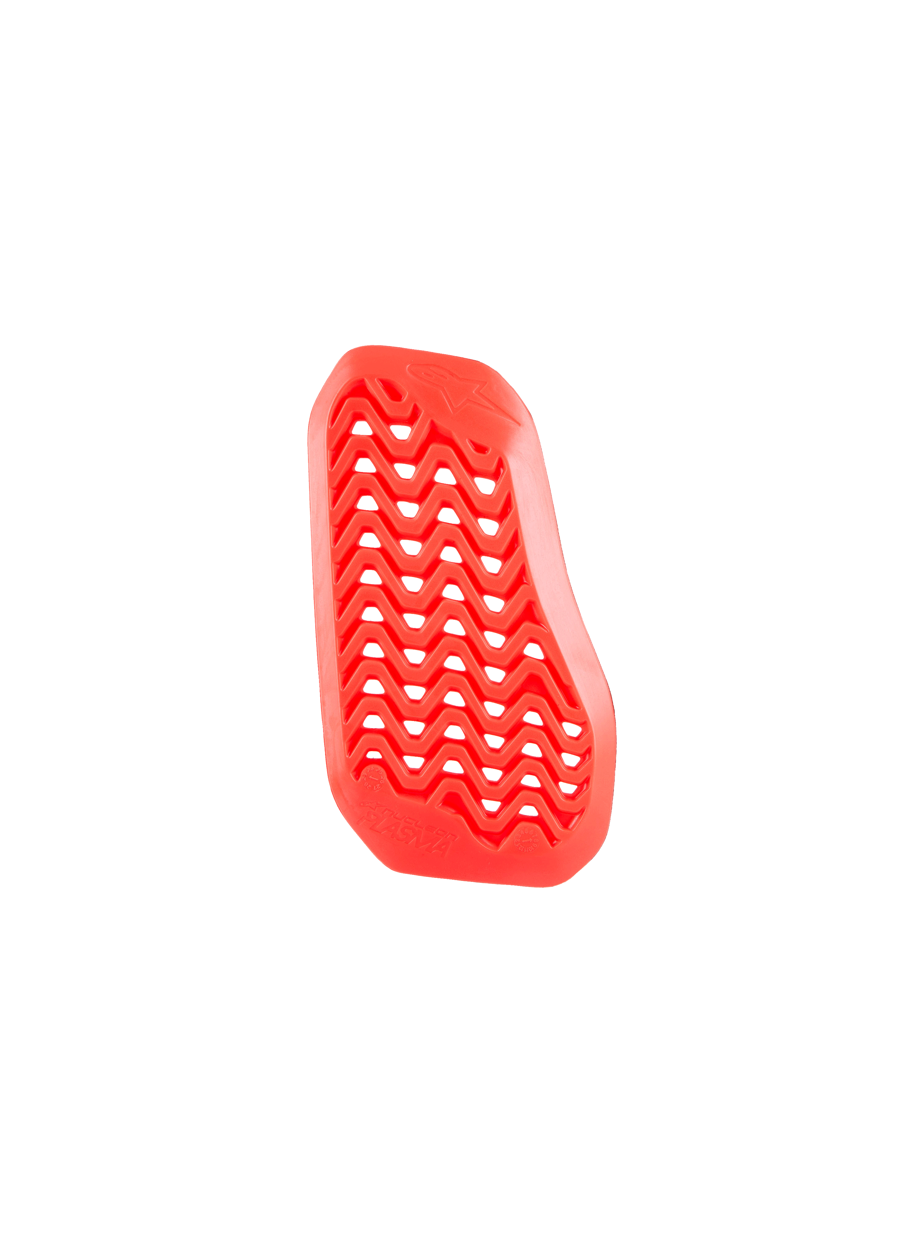Insert de protection de poitrine divisée Alpinestars Nucleon Plasma, rouge, côté droit, doté d'une conception perforée en zigzag pour la circulation de l'air, matériau d'impact biosourcé léger et flexible