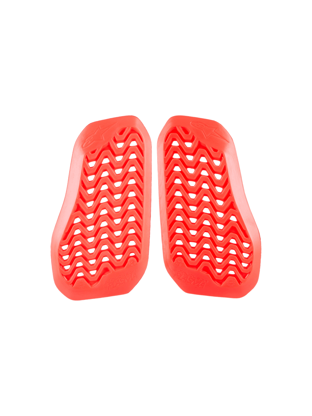 Alpinestars Nucleon Plasma Divided Chest Protector, insert de protection de poitrine rouge pour moto, motif en zigzag ventilé avec trous perforés, protection contre les impacts certifiée CE, construction légère en deux parties