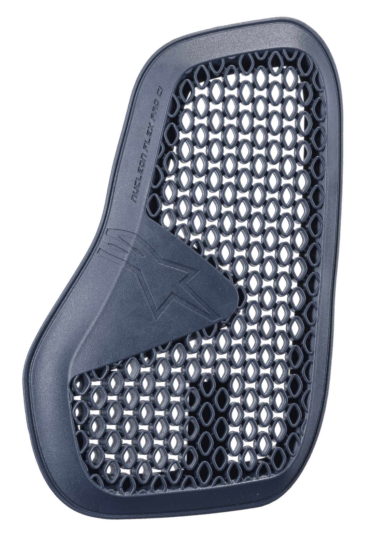 Protecteur Alpinestars Nucleon Flex Pro Ci, protection thoracique moto, anthracite, coussinet de protection gris foncé avec motif en nid d'abeille, conception ergonomique incurvée avec logo étoilé en relief, microstructure hautement ventilée