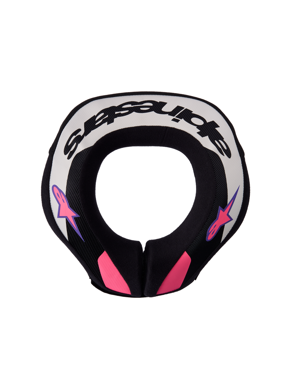Alpinestars Coussin De Cou Sequence Junior, protection de motocross pour enfant, noir, gris clair et violet, vue de dessus.