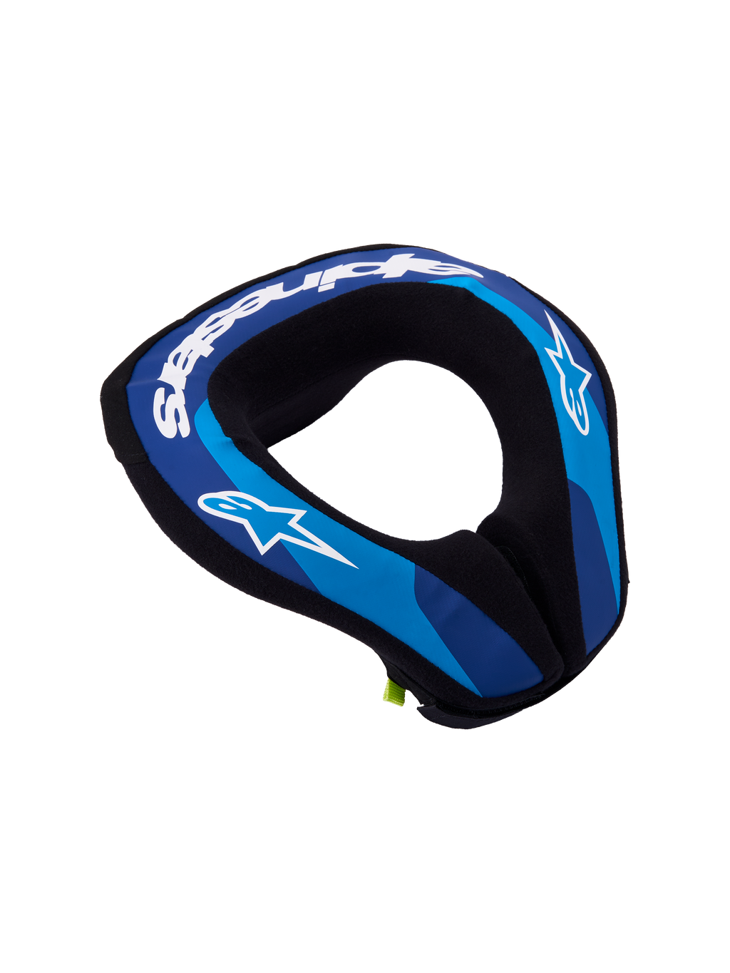 Alpinestars coussin de cou Sequence Junior, protection bleue et blanche pour motocross enfant, mousse double densité.