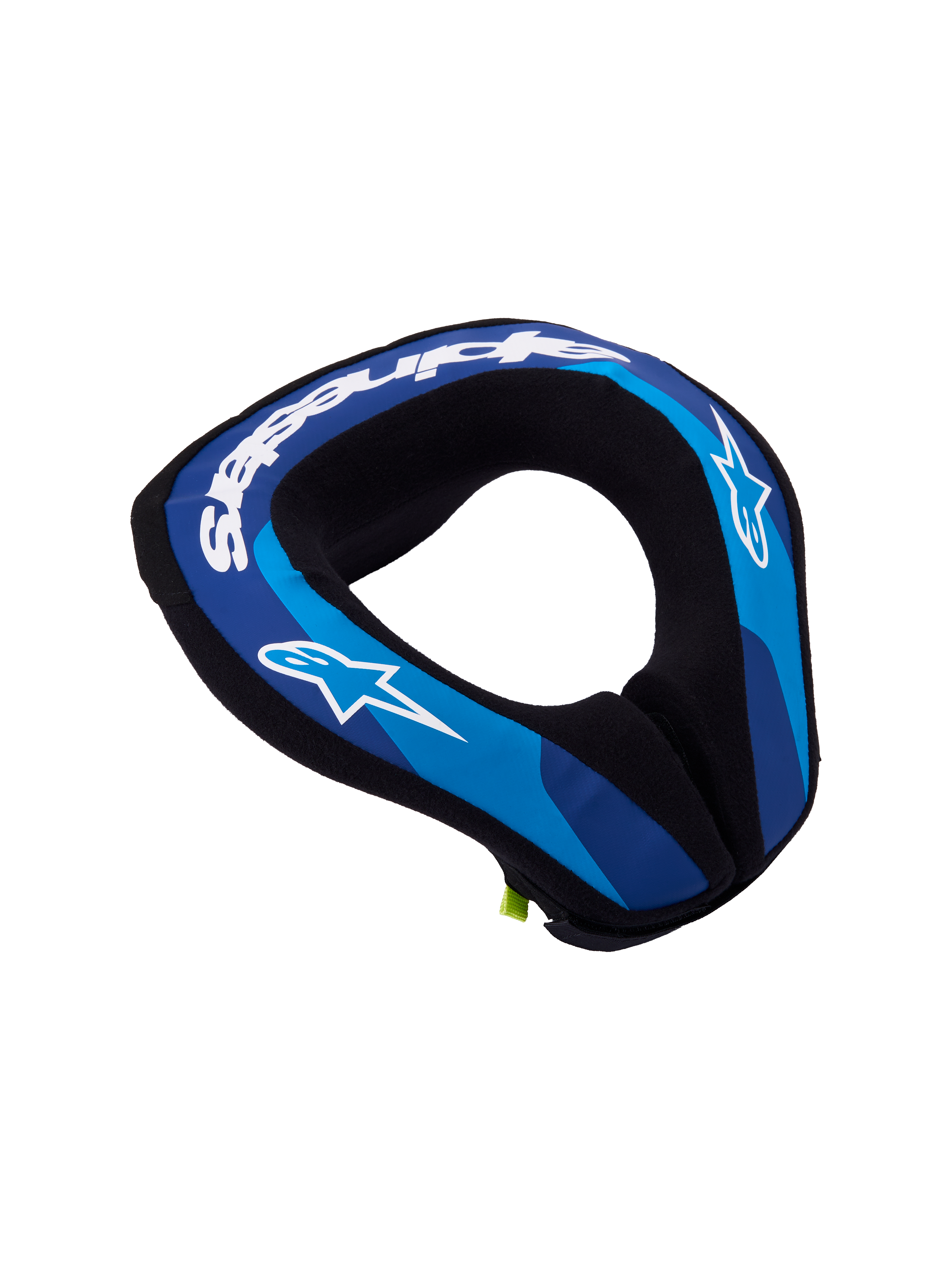 Alpinestars coussin de cou Sequence Junior, protection bleue et blanche pour motocross enfant, mousse double densité.