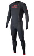 Alpinestars Tech-Air 10 Race, sous-couche longue pour homme, noire et rouge vif, avec maille respirante pour la course.