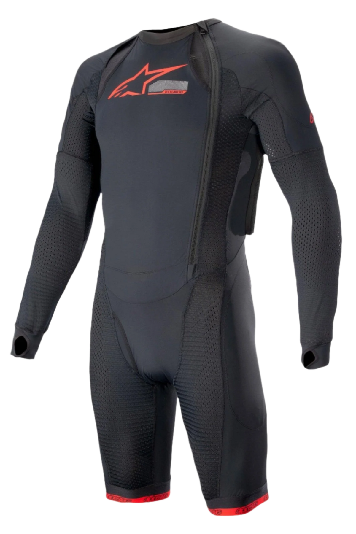 Alpinestars Tech-Air System Tech Layer, Men's Black and Bright Red motorcycle racing undersuit with compression fit and mesh.