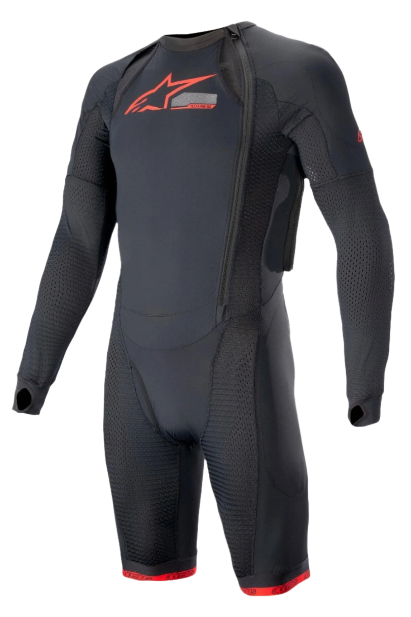 Alpinestars Sous-couche Technique du Système Tech-Air®, sous-combinaison moto noire et rouge, coupe compressive et mesh.