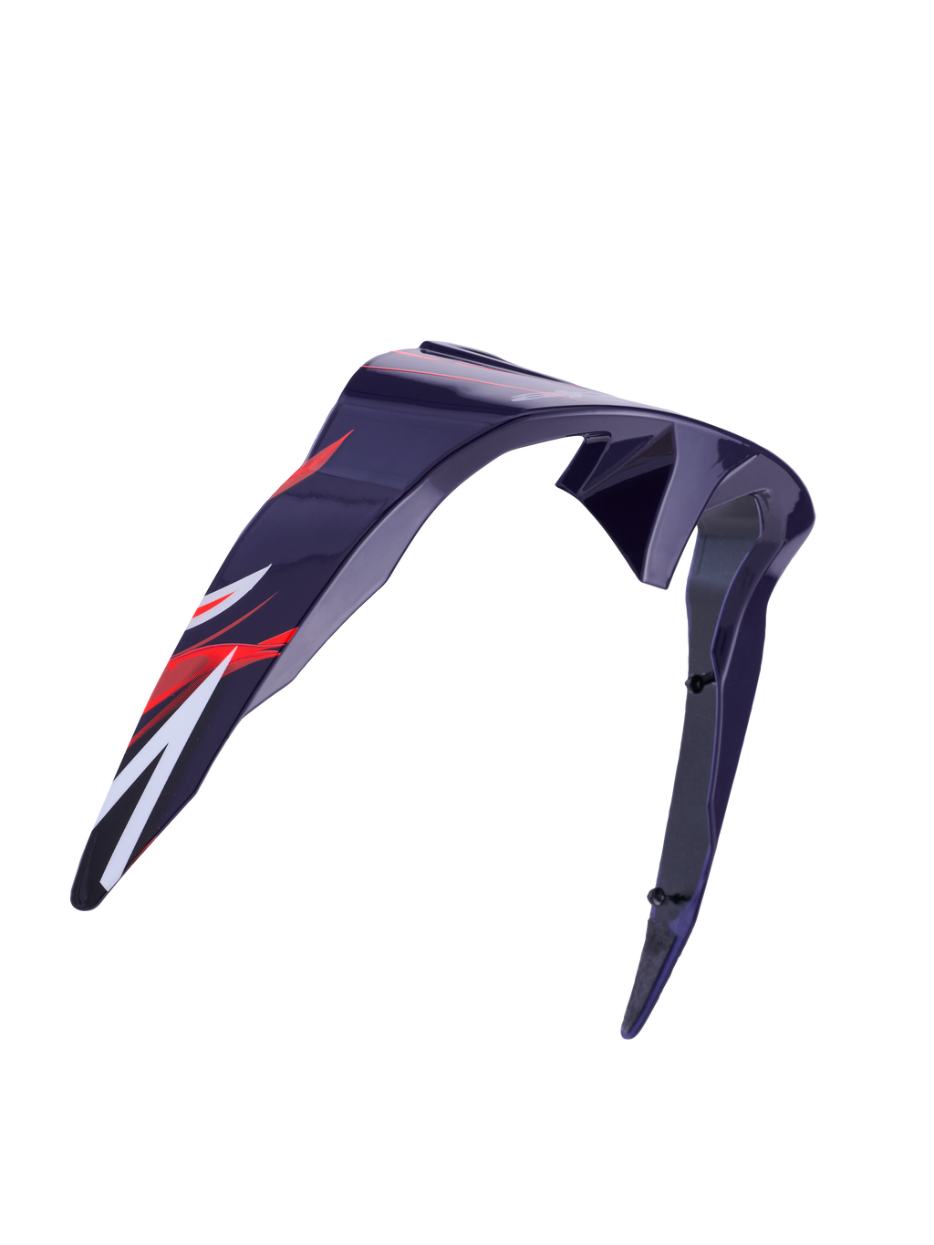 Alpinestars Supertech R10 Flyte Standard Spoiler, accessoire de casque, rouge violet brillant, design aérodynamique incurvé avec graphismes rouges et blancs, finition brillante, pièce de rechange officielle